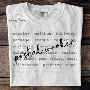 Postal Worker  Typography/Words Customizable PNG
