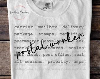 Postal Worker  Typography/Words Customizable PNG