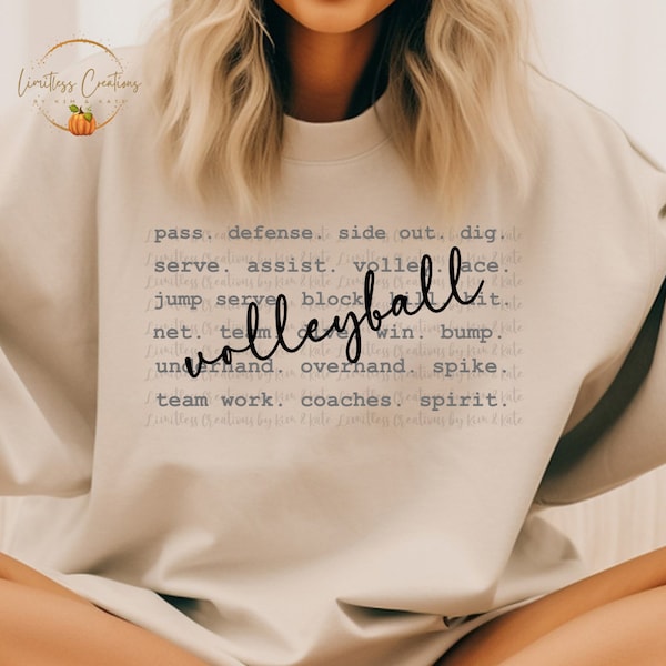 Volleyball Typography/Words Customizable PNG