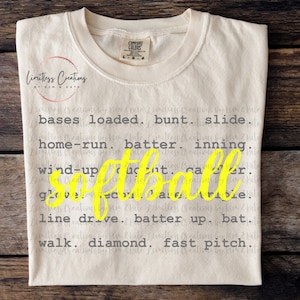 Softball Typography/Words PNG