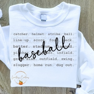 Baseball Typography/Words Customizable PNG