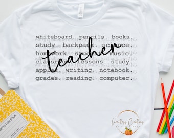 Teacher Typography/Words Customizable PNG