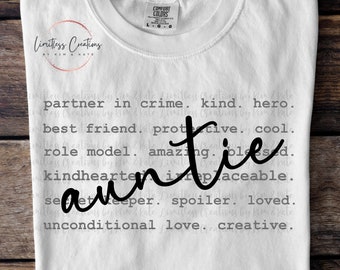 Auntie Typography/Words Customizable PNG