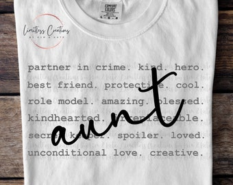 Aunt Typography/Words Customizable PNG
