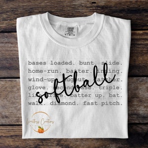 Softball Typography/Words Customizable PNG