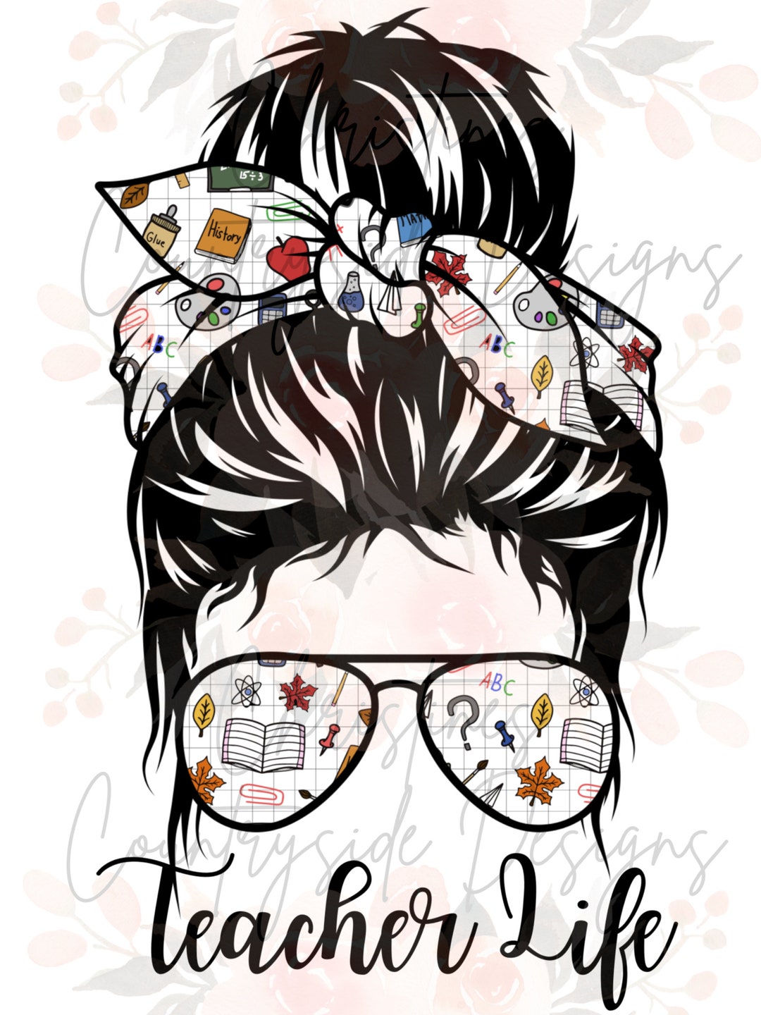 Teacher Life Messy Bun PNG Downloadable Digital File - Etsy