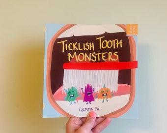 Ticklish Tooth Monster Book, toddler toothbrushing, parental support, boost dental care with joy,