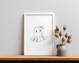 Stampa fantasma rosa, decorazione di Halloween Coquette (download digitale)