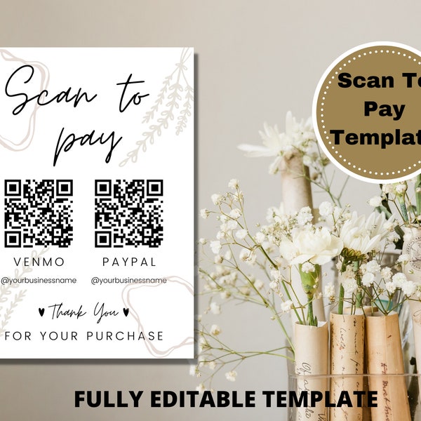 QR code template for businesses- scan to pay, marketing for businesses, cv template with photo, payment sign, professional