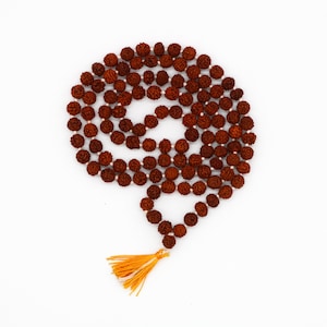108 Rudraksha Mala Beads Necklace | CONQUER | Wood Buddhist necklace, 108 mala bead, tassel necklace, japa mala, mala meditation necklace