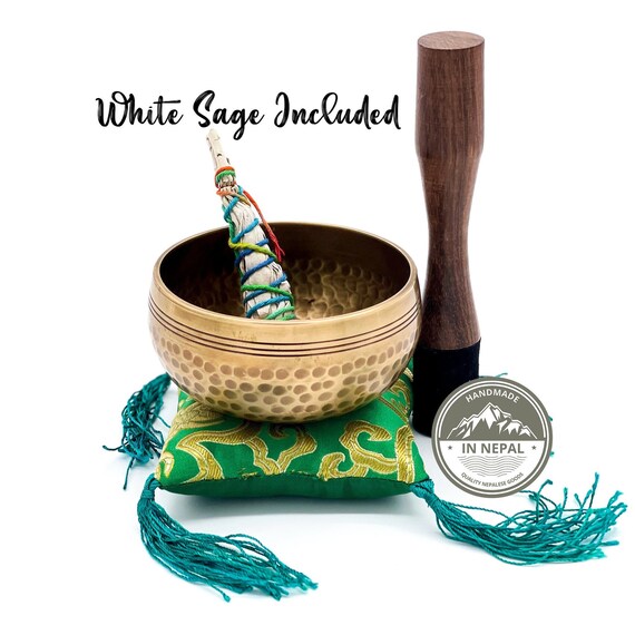 Organic White Sage and Nepali Authentic Handmade Singing Bowl Etsy UK