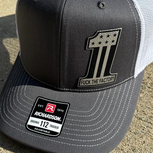 Fuck The Factory Leather Hat Patch Richardson Hat Mesh Back Snap Back | Salty Vet |