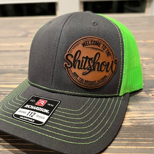 Welcome To The Shitshow Leather Hat Patch Richardson Hat Mesh Back Snap Back | Salty Vet |
