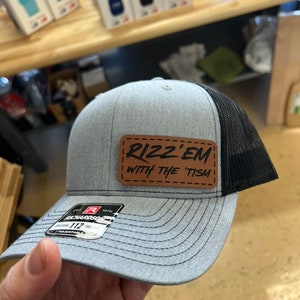 Rizz'em With The 'Tism Leather Patch Hat | Richardson Mesh Back