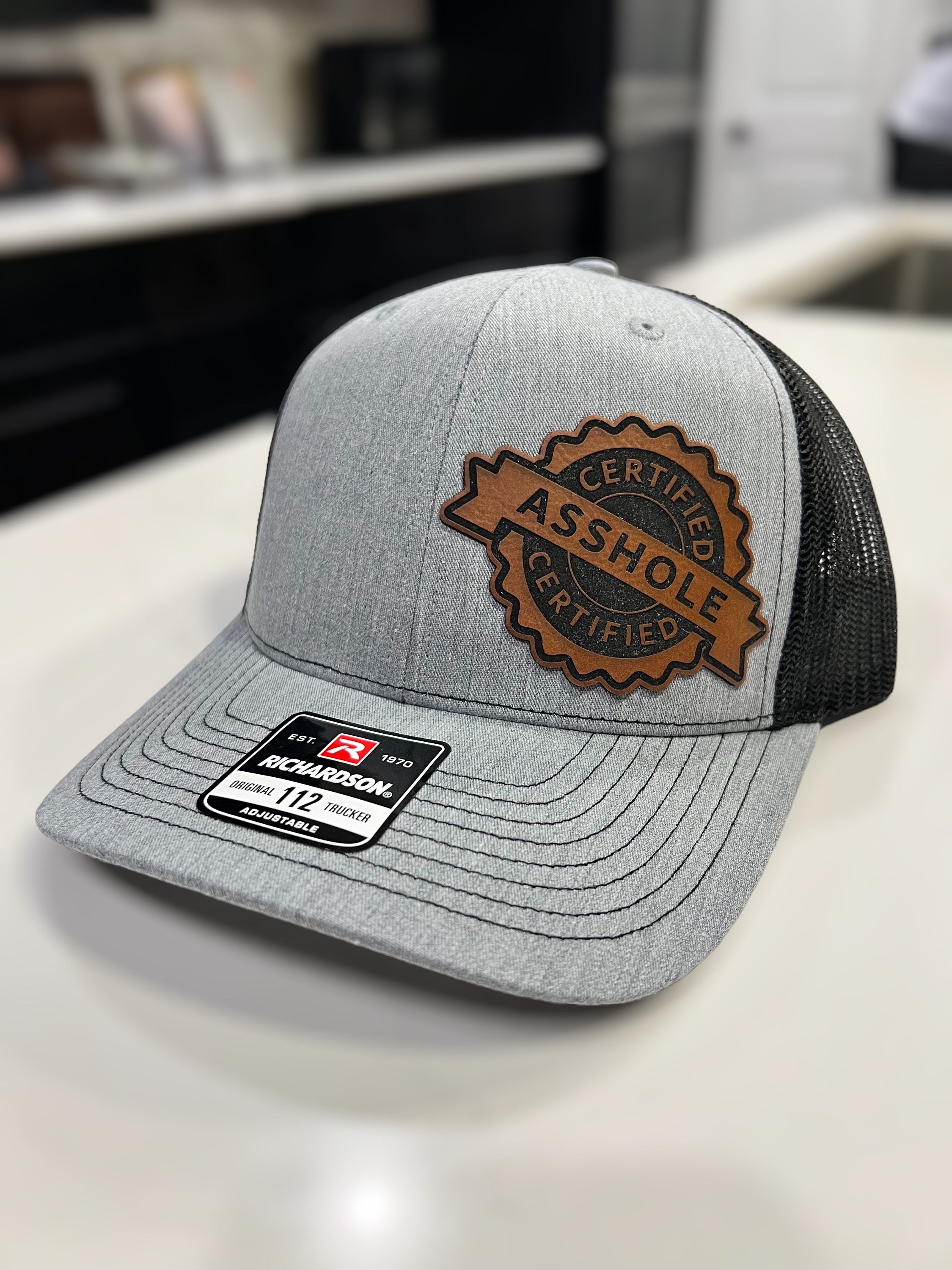 Certified Asshole Leather Hat Patch Richardson 112 - Etsy