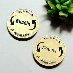 Laser Engraved Brass Decision Coin: Personalized Flip Coin Gift