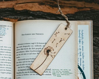 Bookmark wooden dandelion natural unique birthday gift for book lovers and bookworms