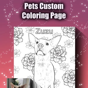 Custom Pet / Animal Portrait Colouring Page - High Quality - Personalised Colouring Page of your photo