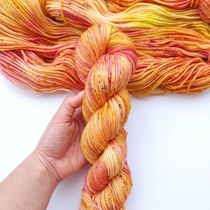 Hand dyed yarn | superwash merino wool | 4 ply dk weight | 225m/ 100g skein | Daylily