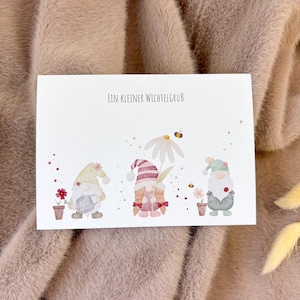 Postkarte "Wichtelgruß" - Niedliches Design, 300g/qm Papier, A6 Format -Postkarte zum Geburtstag, als Dankeschön, oder einfach nur so