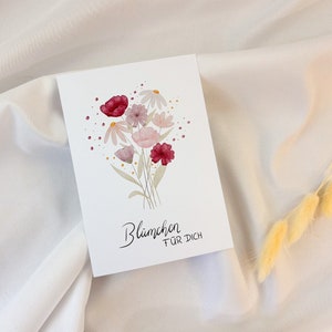Postkarte - Blümchen für dich - Blumendesign auf mattem 300g/qm Papier im A6 Format - wunderschönes Geschenk für deine Liebsten - Grußkarte