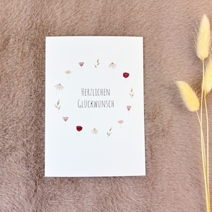 Postkarte - Herzlichen Glückwunsch - schlichtes Design auf mattem 300g/qm Papier im A6 Format - wunderschönes Geschenk - Grußkarte