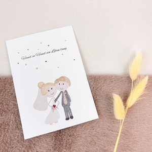 Postkarte - Brautpaar - schlichtes Design auf mattem 300g/qm Papier im A6 Format - wunderschönes Geschenk - Grußkarte