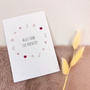 Postkarte - Alles Liebe zur Hochzeit - schlichtes Design auf mattem 300g/qm Papier im A6 Format - wunderschönes Geschenk - Grußkarte