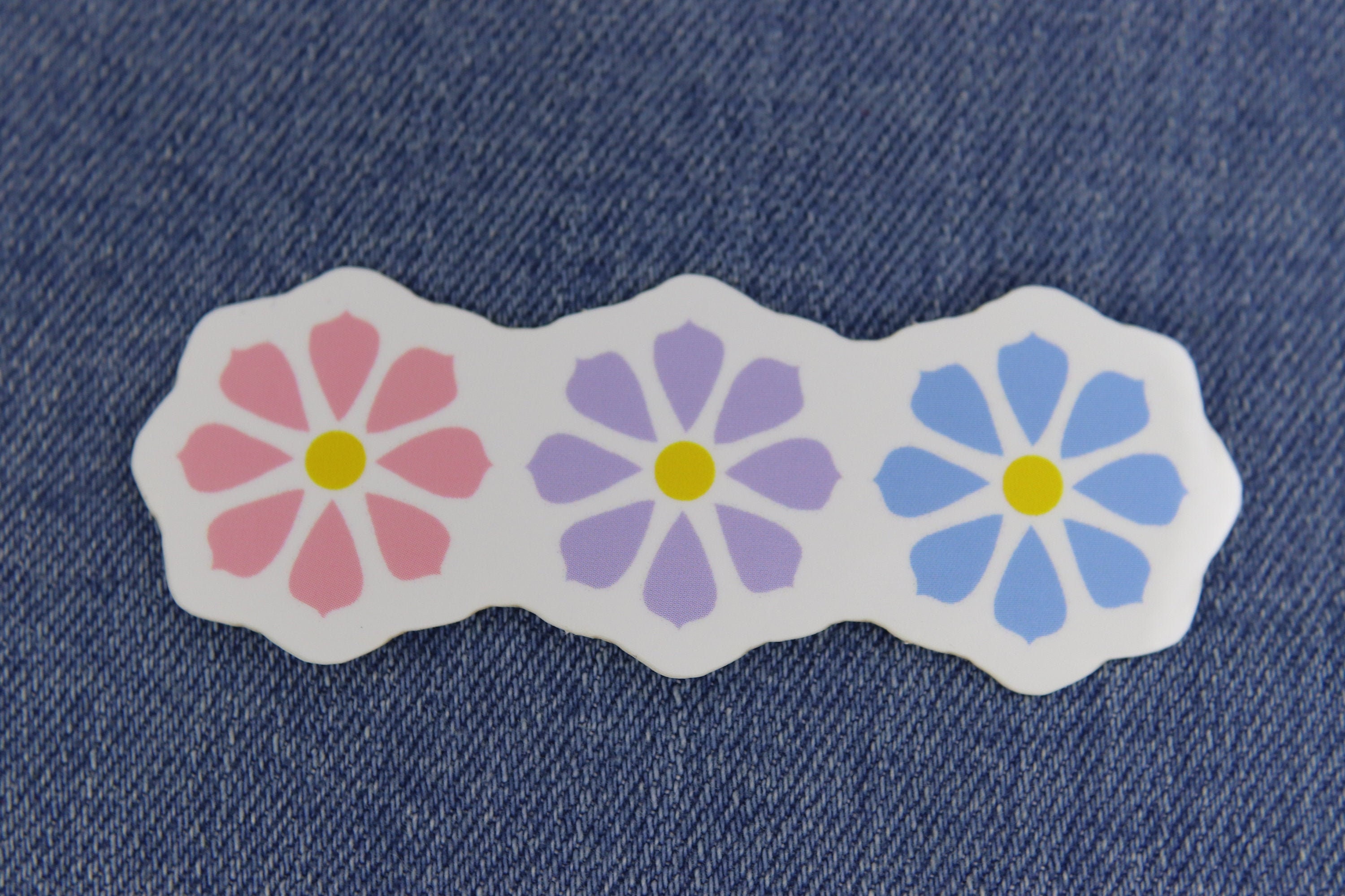 pastel 3 flower vinyl sticker glossy sticker die cut vinyl etsy