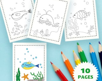 Fish Coloring Pages | Coloring book pages | 9+ different designs | Printable Kids Coloring Pages