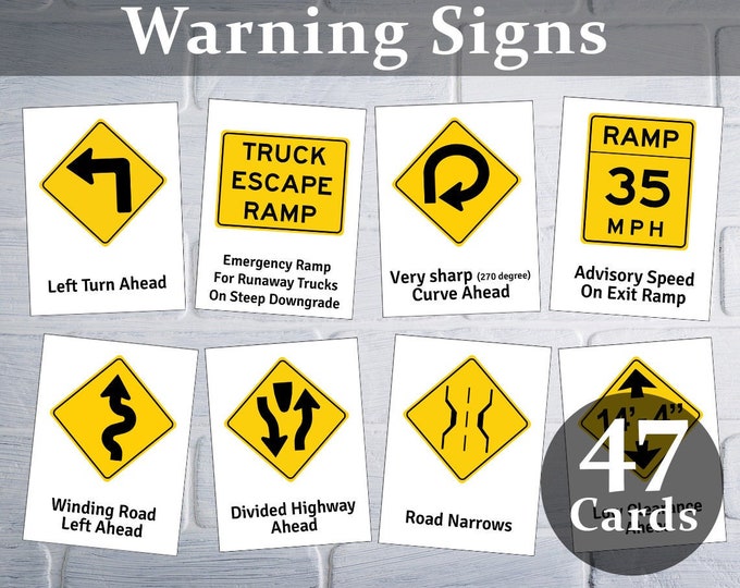 USA Traffic Signs, Road Signs Test Flash Cards, USA Warning Signs ...