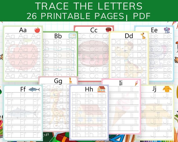 Alphabet Tracing Worksheets ABC Letter Tracing Alphabet | Etsy
