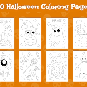 40 Halloween Coloring Pages, Halloween Coloring Book, Halloween Coloring Sheets, Halloween Coloring Pages for Kids, Coloring Pages