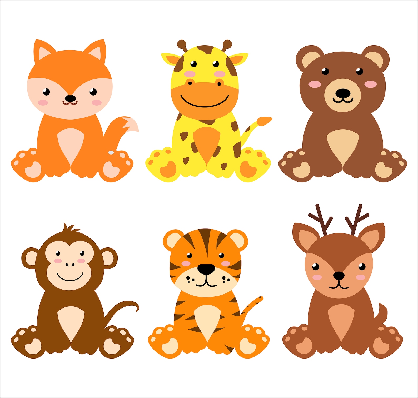 Cute Animals Clipart, Set of Animals Svg, Nursery Animal Clipart ...