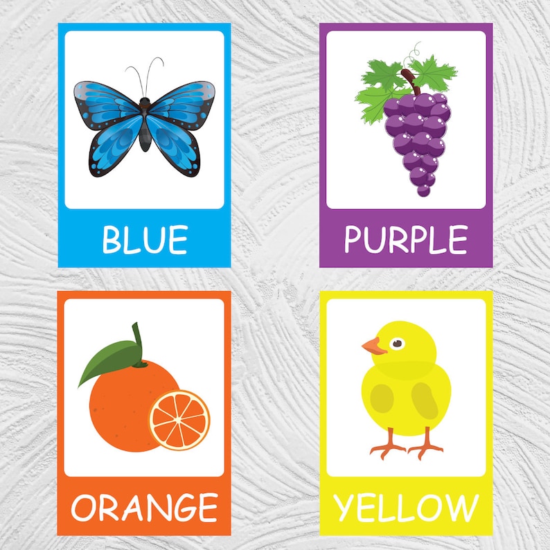Printable Colour Flash Cards, Color Learning Cards, Preschool