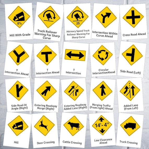 USA Traffic Signs, Road Signs Test Flash Cards, USA Warning Signs, Street  Signs Flashcards, Road Signals, Printable Download - Etsy