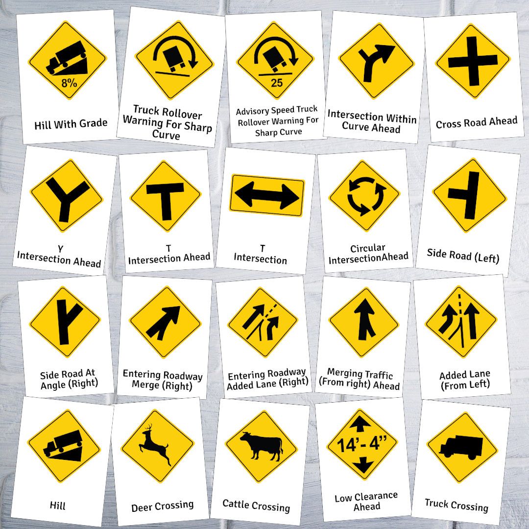 USA Traffic Signs Road Signs Test Flash Cards USA Warning Etsy Canada