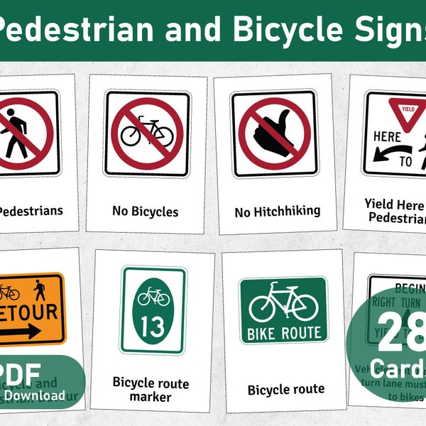 Road Sign Flashcards Printable - Etsy
