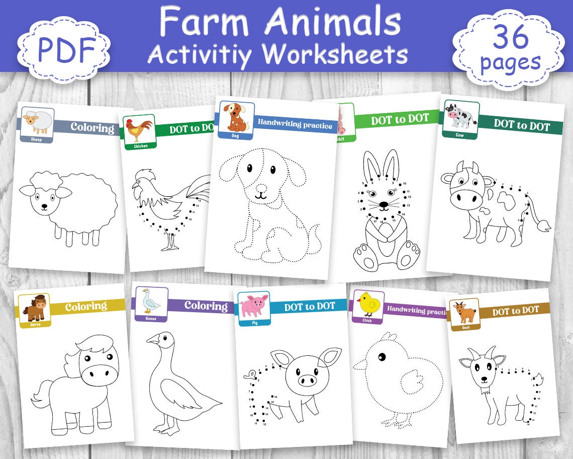 Farm Animals Activity Worksheets, Farm Animals Busy Book Pdf, Activity Book for Kids, Farm Animal Coloring Pages, Trace and Color Pdf - Etsy farm-animals-activity-worksheets-farm-animals-busy-book-pdf-activity-book-for-kids-farm-animal-coloring-pages-trace-and-color-pdf-etsy