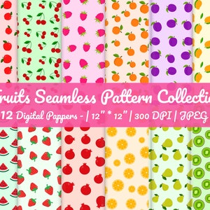 Fruits Pattern, Fruit Digital Paper, Fruity Paper, Fruits Background, Fruits Seamless Digital Pattern Paper, Fruit Pattern, Instant Download
