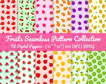 Fruits Pattern, Fruit Digital Paper, Fruity Paper, Fruits Background, Fruits Seamless Digital Pattern Paper, Fruit Pattern, Instant Download