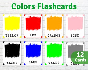 Colors Flashcards Printable, Colors Flashcards, Educational Material, Colors Flash cards,  Learning Colors, Montessori Flashcards