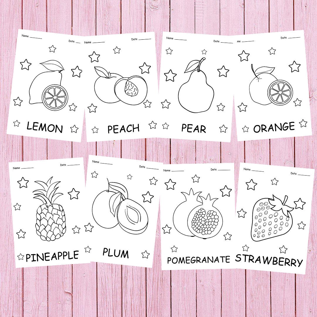 15 Fruits Coloring Pages Fruits Coloring Sheets Printable | Etsy