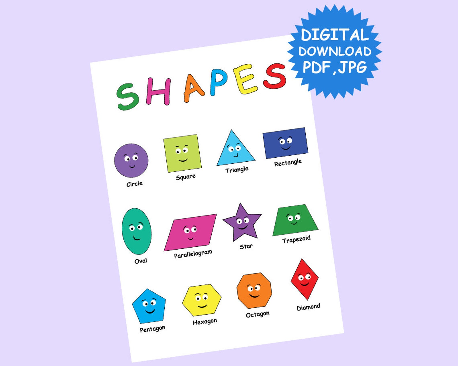 Geometric Shapes PrintableHomeschool ResourcesPreschool | Etsy