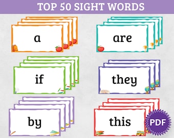 Sicht Wörter Karteikarten, Sicht Wörter, Kindergarten Homeschool druckbare, Kindergarten Aktivität, 1.Klasse Leseübungen, Sofort Download