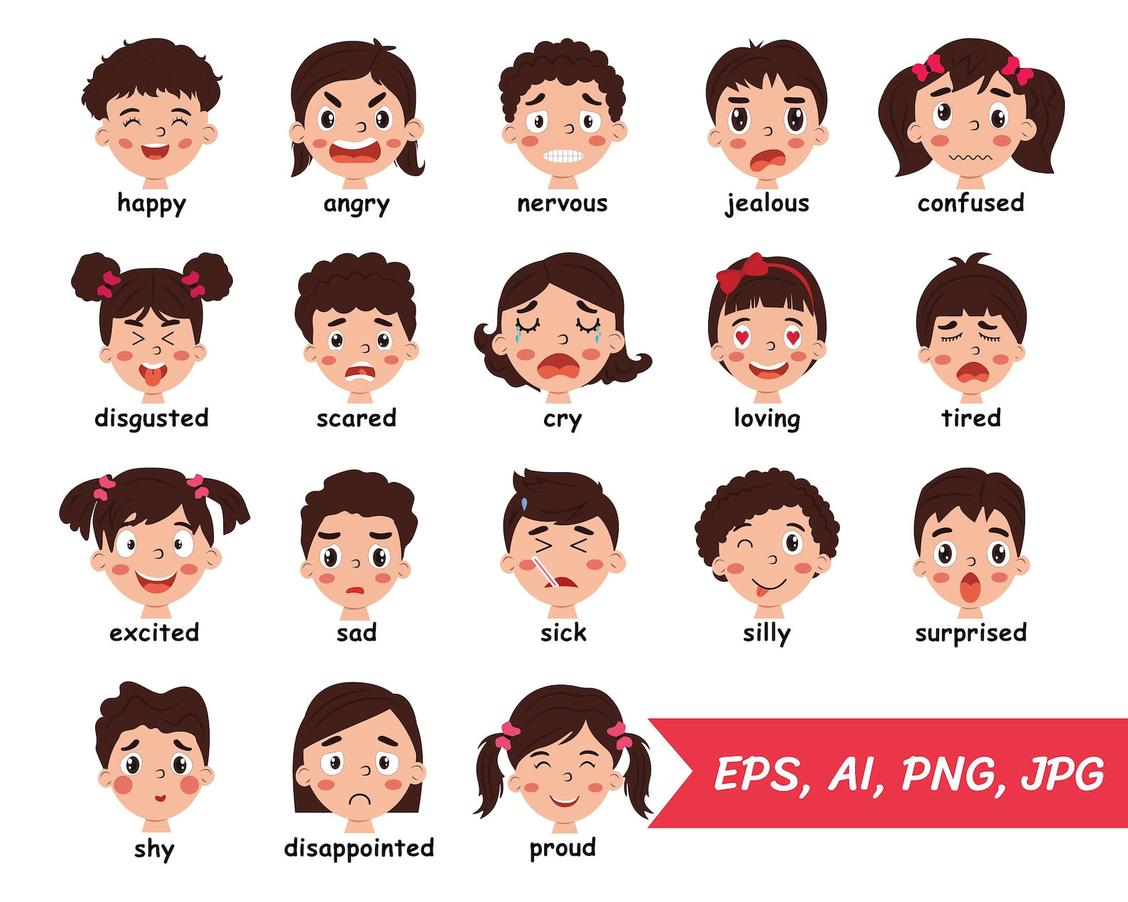 Gefühle Gesichter Kinder Png, glücklich, Emotionen Clipart, wütend