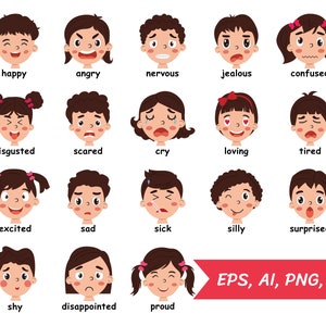 Sentiments visages pour enfants Png, heureux, clipart émotions, en colère, clipart éducatif, émotions enfants maternelles, expressions d&#39;enfants, visages d&#39;enfants