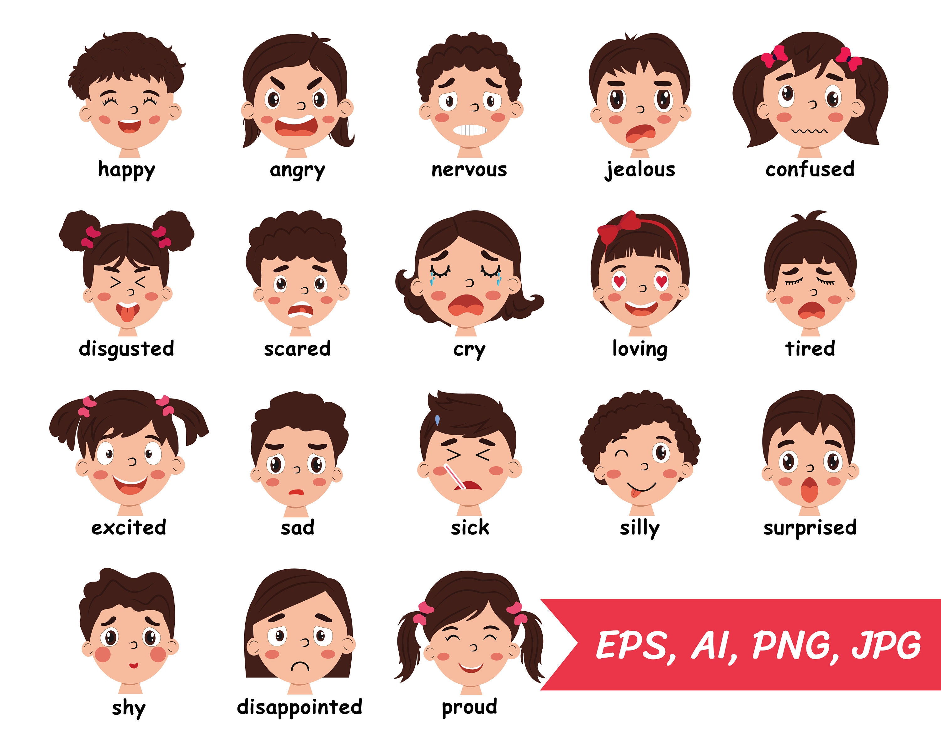 Gefühle Gesichter Kinder Png, glücklich, Emotionen Clipart, wütend