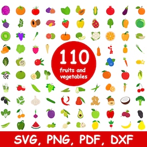 Obst und Gemüse SVG, Obst und Gemüse Clip Art, Gemüse Vektordateien, Gemüse und Obst Schnittdateien, digitaler Download, Cricut