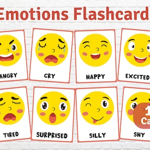 Feelings Faces, Emotion Flashcards, Kids Emotions and Feelings Cards, Feelings Flash Cards, PDF Instant Download, Emotions Flashcards